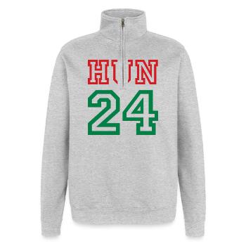 Hungary Magyarorszag Ungarn - Quarter-Zip-Sweatshirt - Grau meliert - Vorne - AI Model Female 172 light (172cm) & AI Model Male 178 dark (178cm)