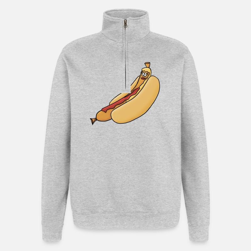 relaxed bockwurst in a bun - Quarter-Zip Sweatshirt - heather grey