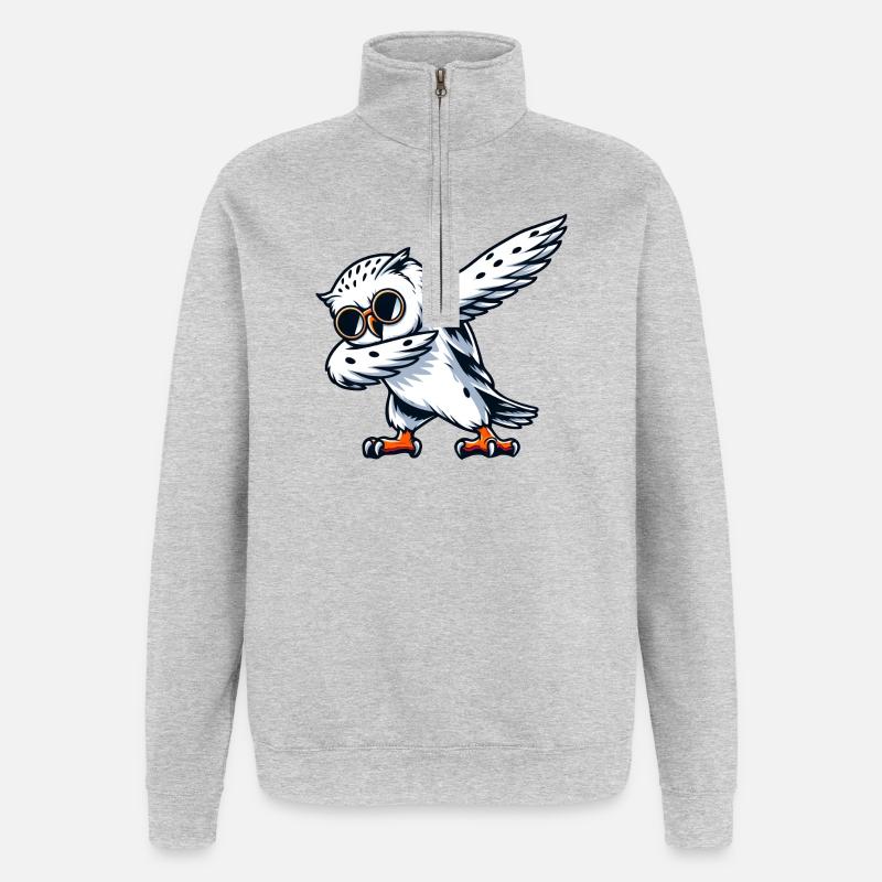 Cool Snowy Owl Dabbing Pose - Quarter-Zip Sweatshirt - heather grey