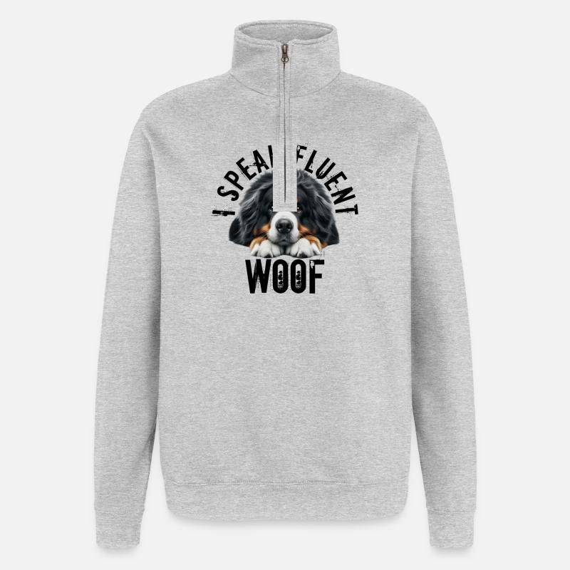 Berner Sennenhund - Quarter-Zip-Sweatshirt - Grau meliert