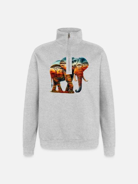 Elephant - Quarter-Zip Sweatshirt - heather grey