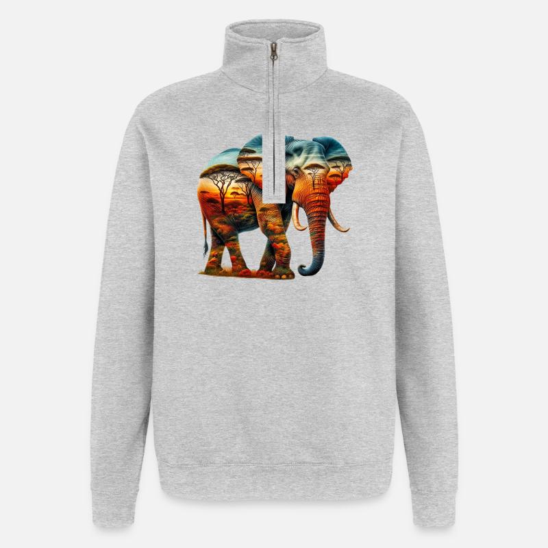 Elefant - Quarter-Zip-Sweatshirt - Grau meliert