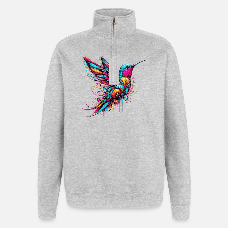 Hummingbird - Quarter-Zip Sweatshirt - heather grey