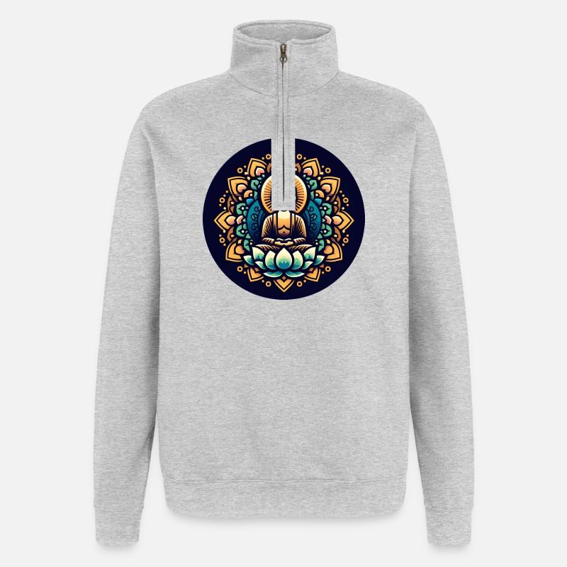 Ruhe des Buddha - Quarter-Zip-Sweatshirt - Grau meliert