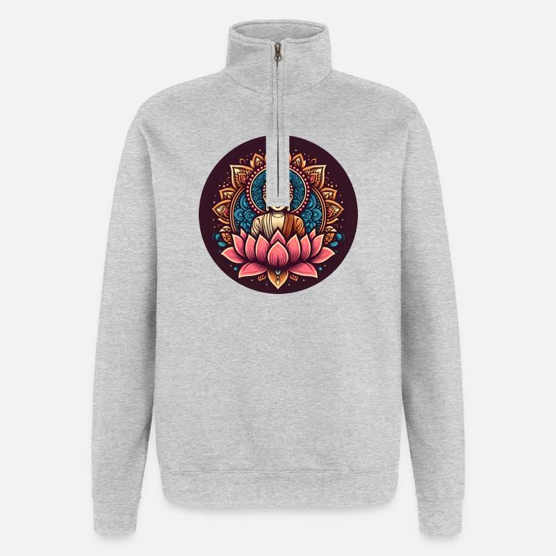 Buddha des Friedens - Quarter-Zip-Sweatshirt - Grau meliert