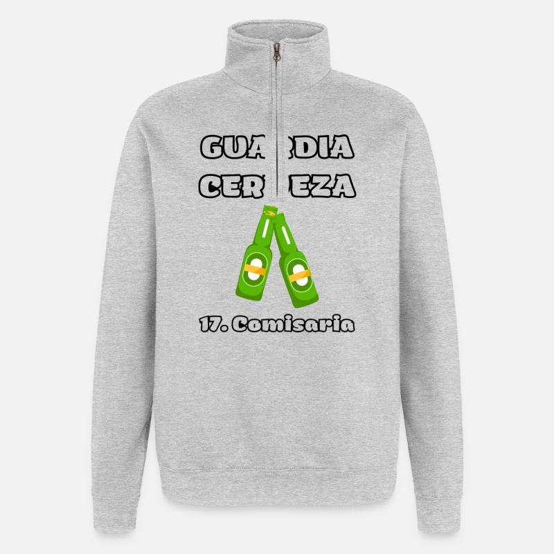 Bierpolizei - Quarter-Zip-Sweatshirt - Grau meliert