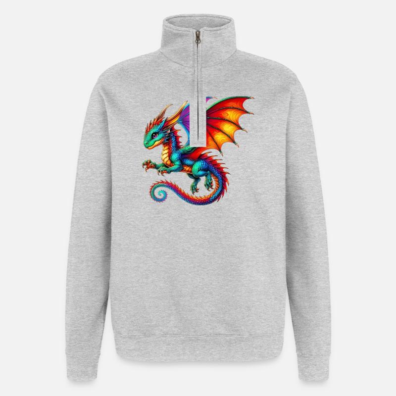 Dragon - Sweat à zip 1/4 - gris chiné