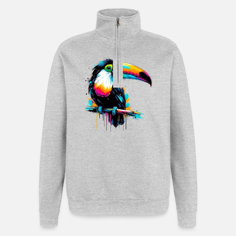 Toucan - Sweat à zip 1/4 - gris chiné
