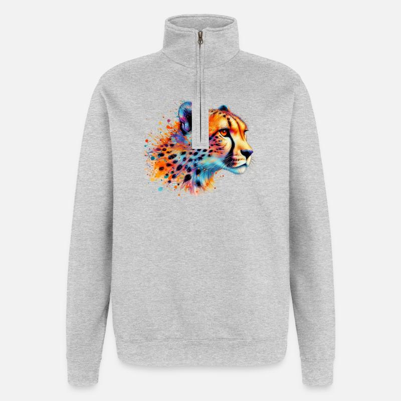 Gepard - Quarter-Zip-Sweatshirt - Grau meliert