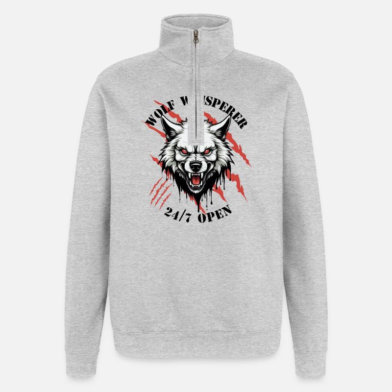 Wolf Whisperer - Quarter-Zip Sweatshirt - heather grey