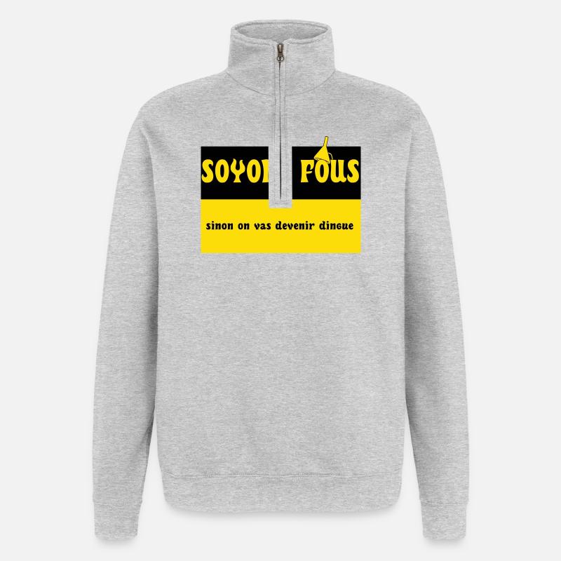 Lass uns verrückt sein - Quarter-Zip-Sweatshirt - Grau meliert