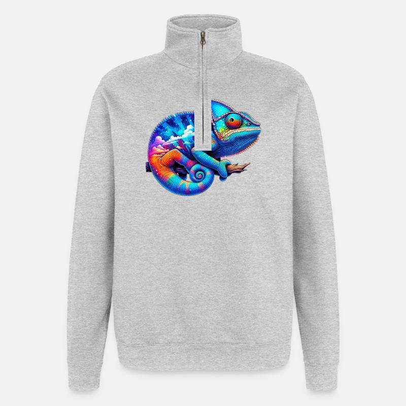 Caméléon - Sweat à zip 1/4 - gris chiné