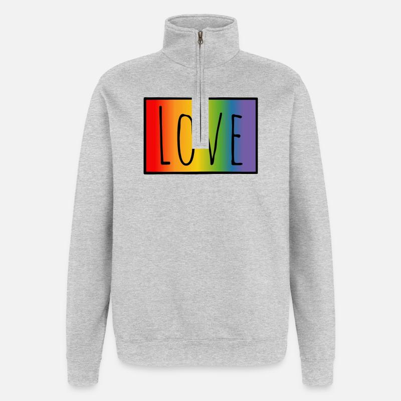 CSD Tshirt Regenbogen Love - Quarter-Zip Sweatshirt - heather grey
