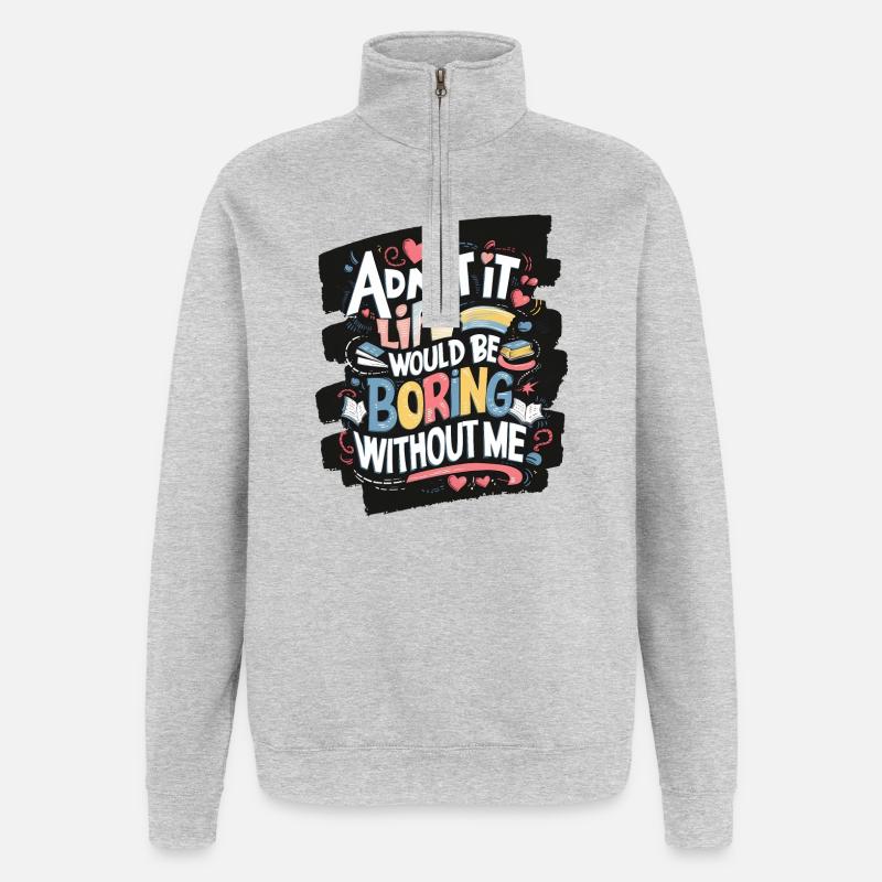 T-shirt de citation éducatif amusant - Sweat à zip 1/4 - gris chiné