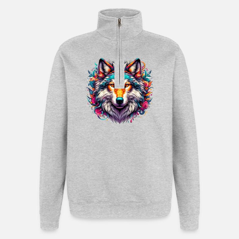 Loup - Sweat à zip 1/4 - gris chiné