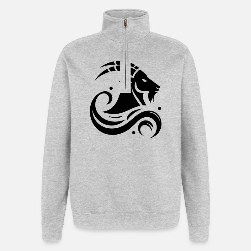 Capricorne - Sweat à zip 1/4 - gris chiné