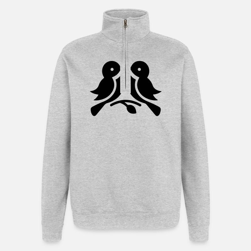Zwillingsvögel - Quarter-Zip-Sweatshirt - Grau meliert