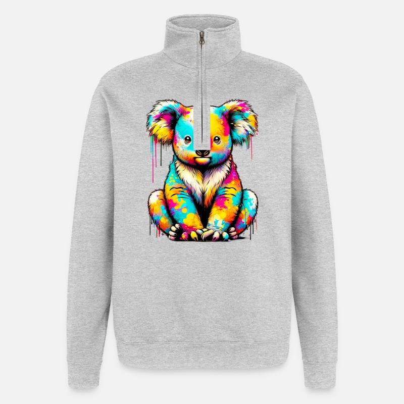 Koala - Sweat à zip 1/4 - gris chiné