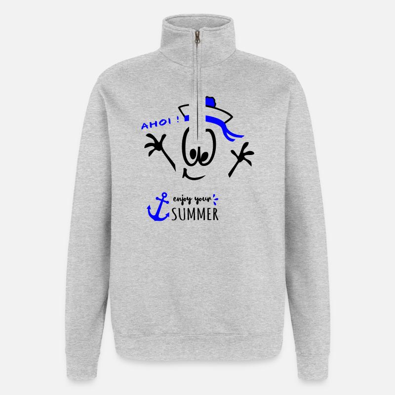 Marin Ahoy - Sweat à zip 1/4 - gris chiné