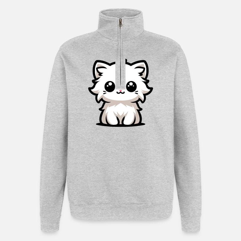 Le chaton le plus mignon - Sweat à zip 1/4 - gris chiné
