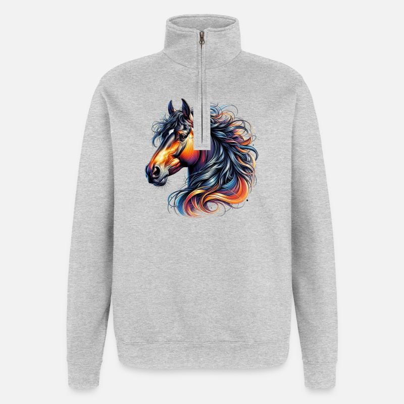 Cheval - Sweat à zip 1/4 - gris chiné