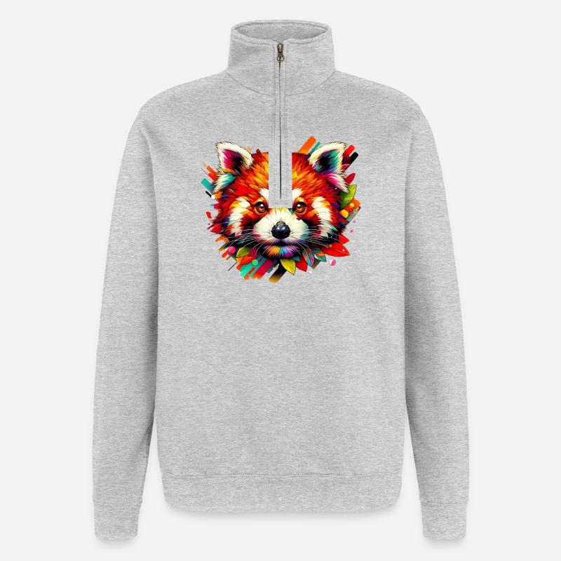 Red panda - Quarter-Zip Sweatshirt - heather grey