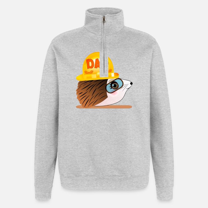 Hedgehog Dad - Bau - Quarter-Zip-Sweatshirt - Grau meliert