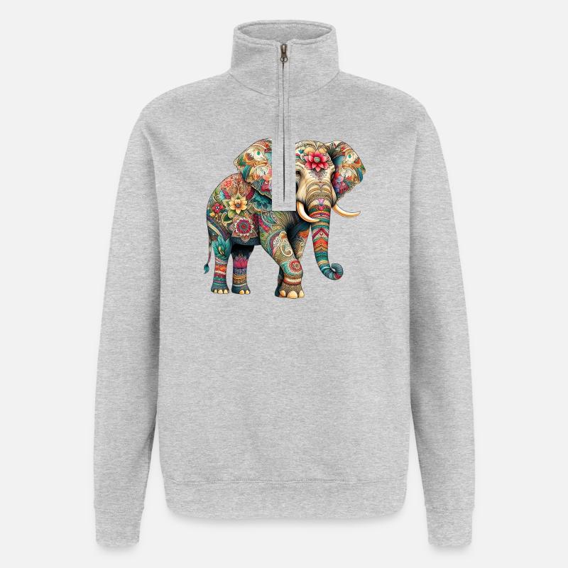 Elefant - Quarter-Zip-Sweatshirt - Grau meliert