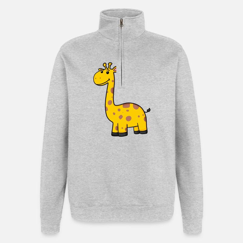 Girafe - Sweat à zip 1/4 - gris chiné