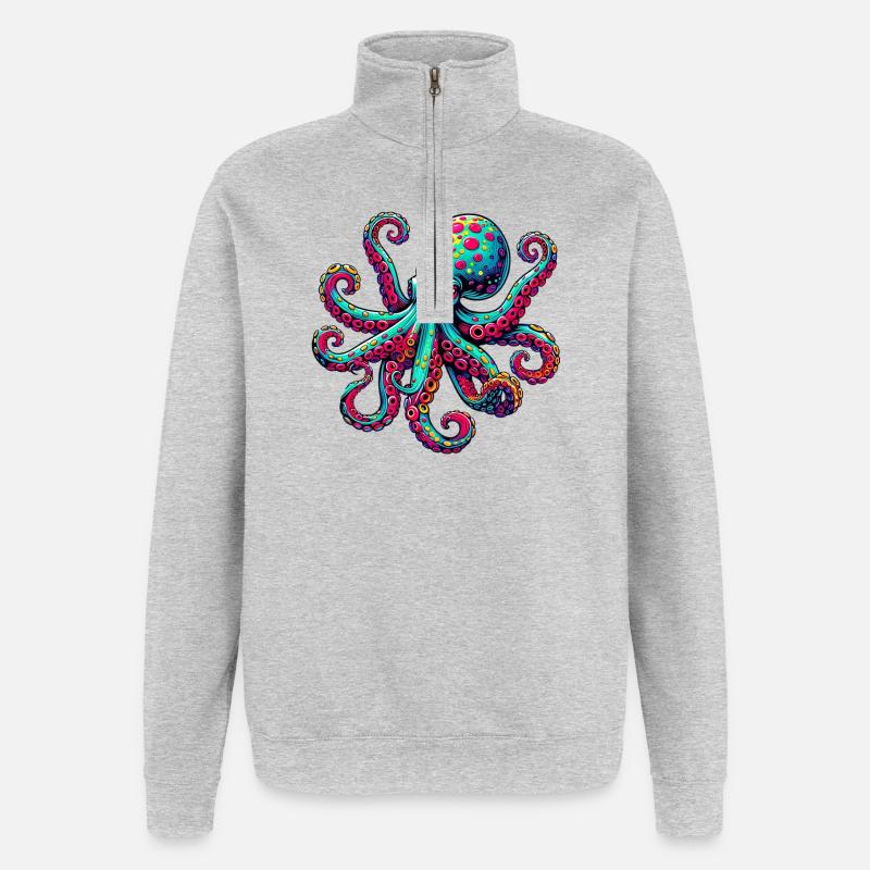 Octopus - Quarter-Zip Sweatshirt - heather grey