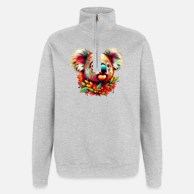 Koala - Sweat à zip 1/4 - gris chiné