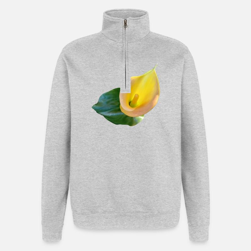 LYS CALLA JAUNE - Sweat à zip 1/4 - gris chiné