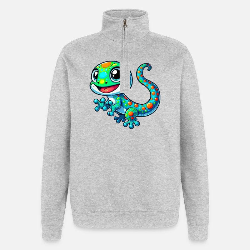 Gecko - Sweat à zip 1/4 - gris chiné