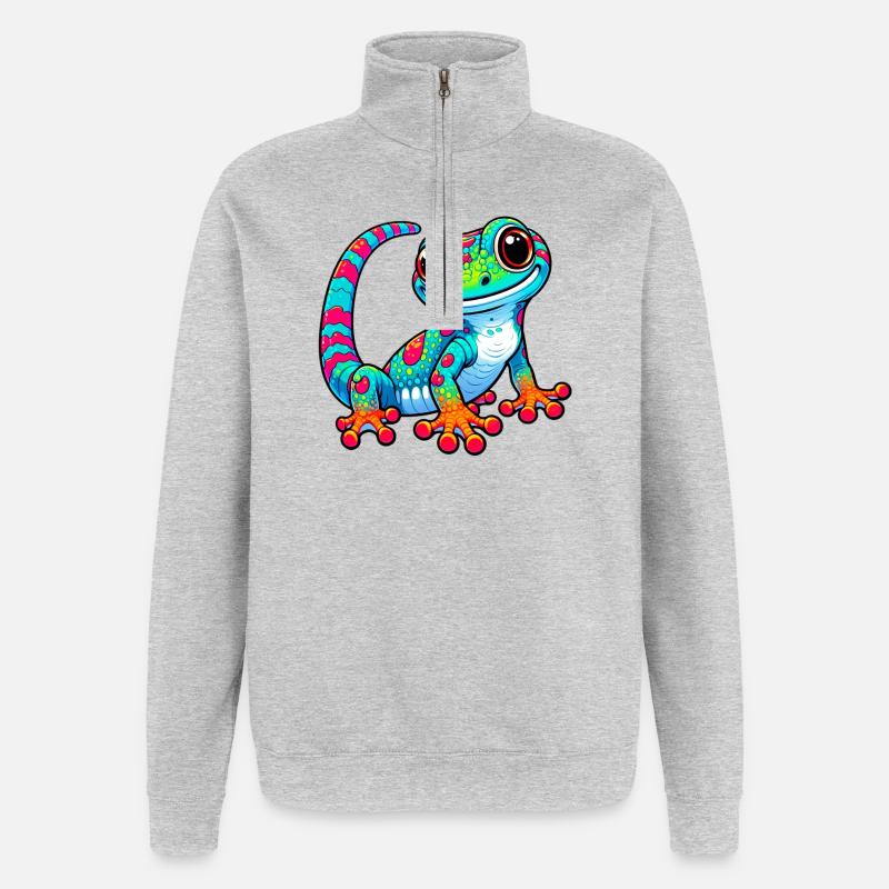 Gecko - Sweat à zip 1/4 - gris chiné