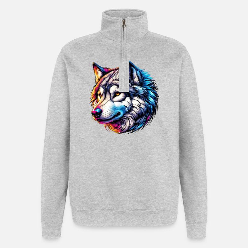 Wolf - Quarter-Zip Sweatshirt - heather grey