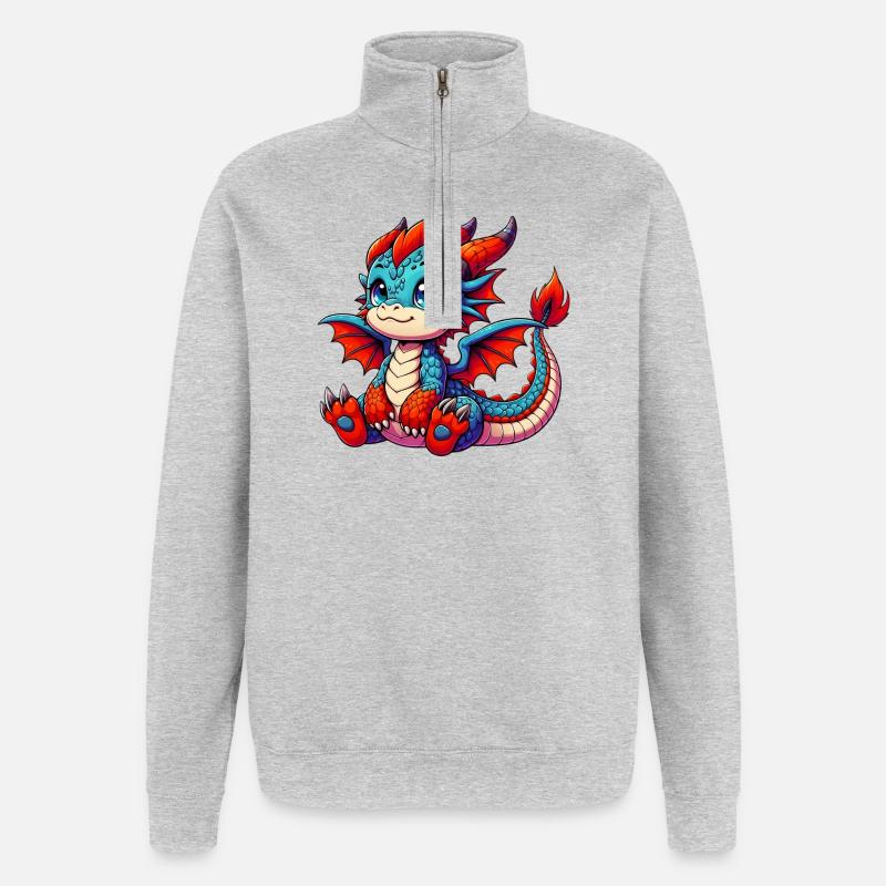 Dragon - Sweat à zip 1/4 - gris chiné