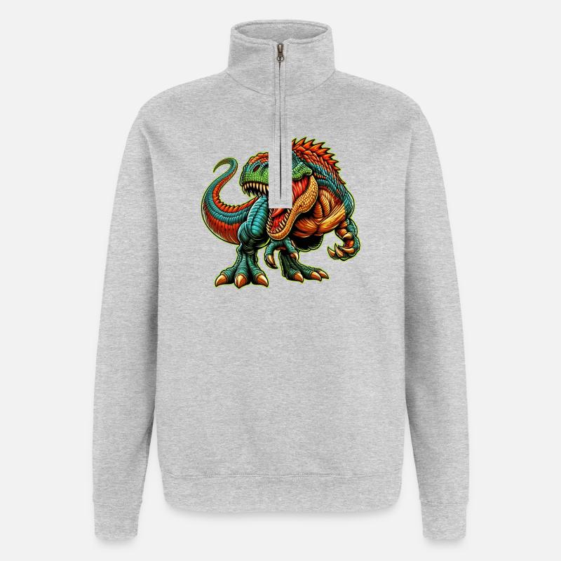 Dinosaurier - Quarter-Zip-Sweatshirt - Grau meliert