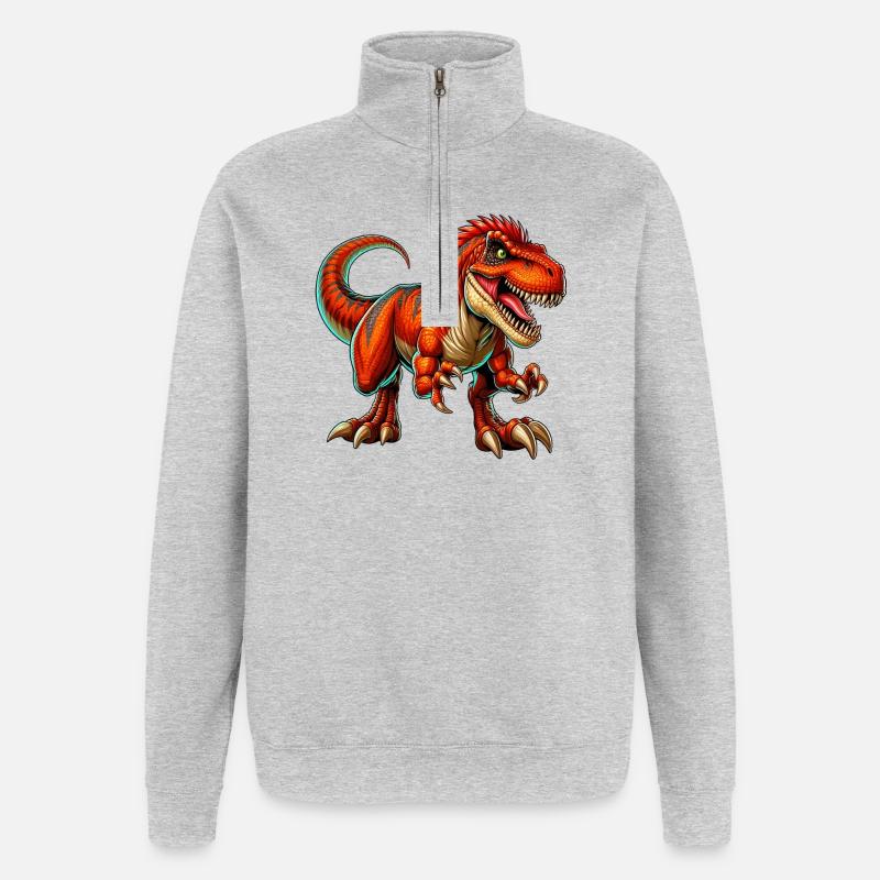 Dinosaur - Quarter-Zip Sweatshirt - heather grey
