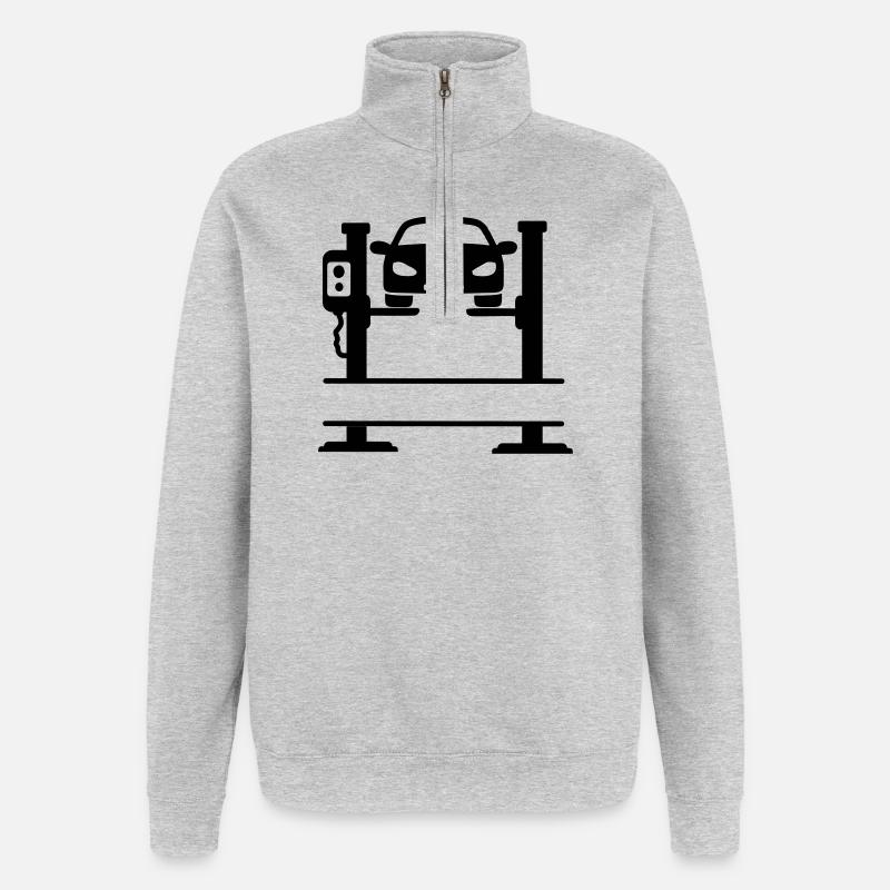 Auto-Garagen-Lift - Quarter-Zip-Sweatshirt - Grau meliert