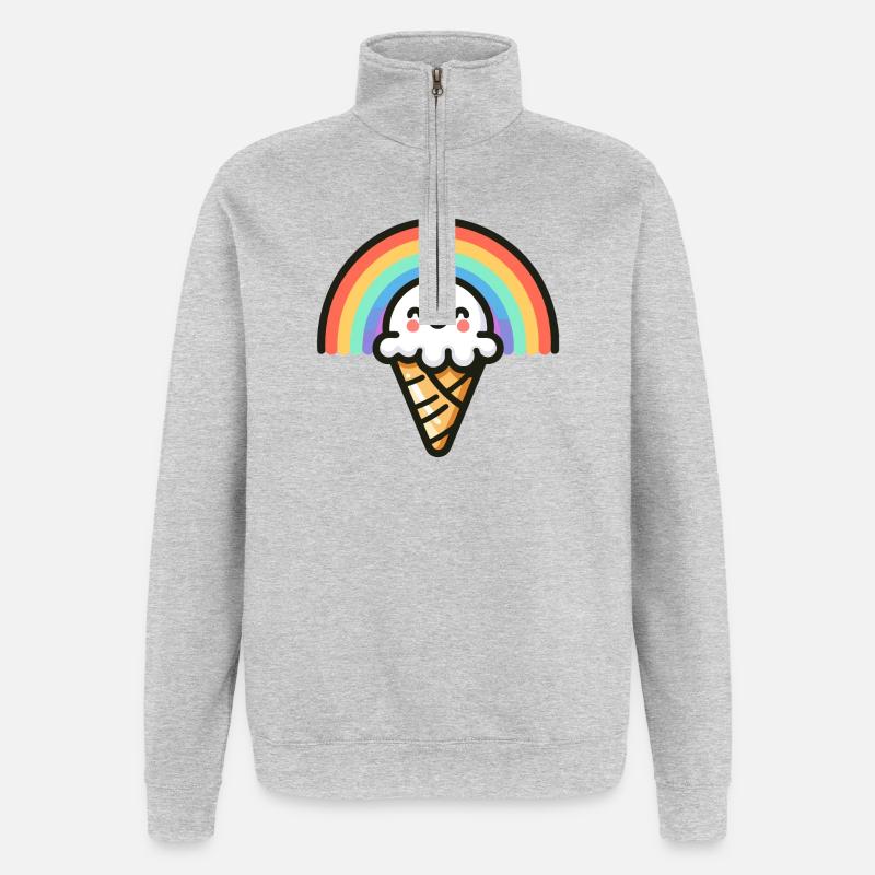 Rainbow Scoop: Der süßeste Bogen - Quarter-Zip-Sweatshirt - Grau meliert