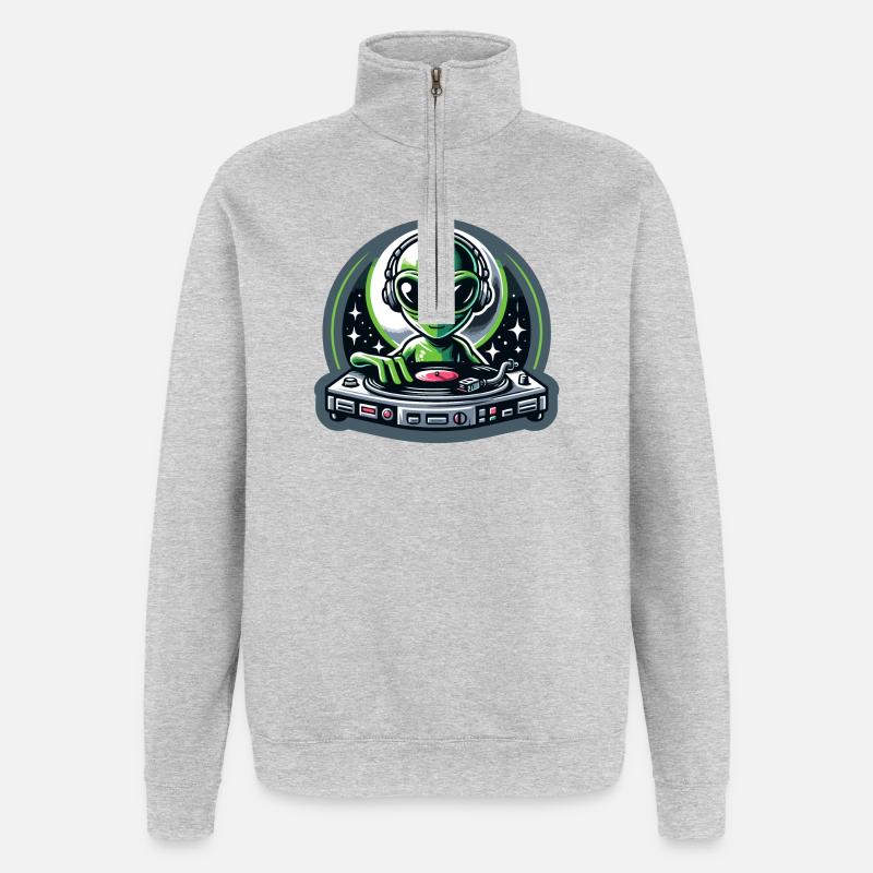 Galactic Grooves : le DJ extraterrestre - Sweat à zip 1/4 - gris chiné