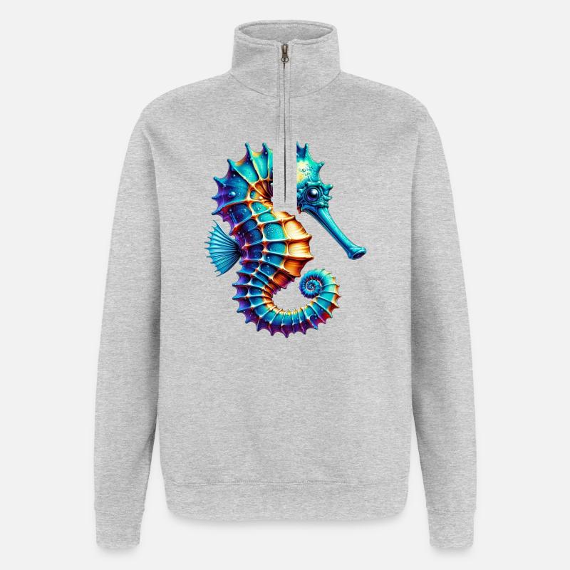 Hippocampe - Sweat à zip 1/4 - gris chiné