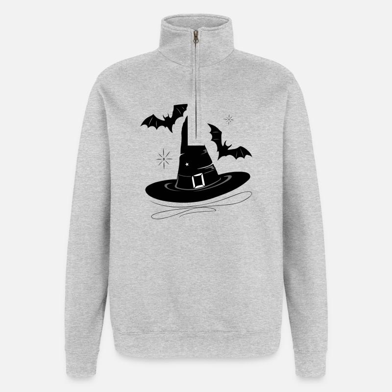Witch Hat Bat Walpurgis Night - Quarter-Zip Sweatshirt - heather grey