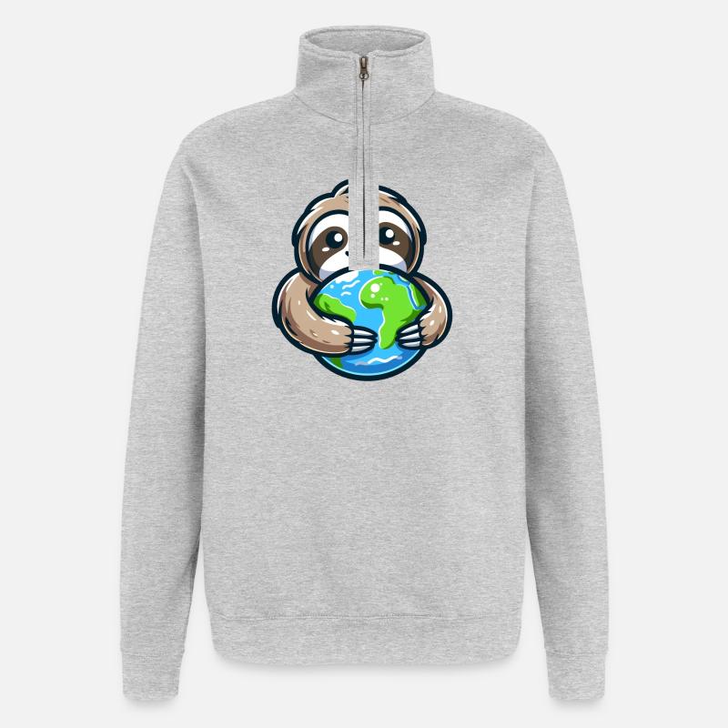 Umarme das Erdfaultier - Quarter-Zip-Sweatshirt - Grau meliert