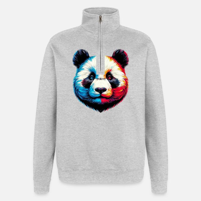 Panda - Quarter-Zip Sweatshirt - heather grey