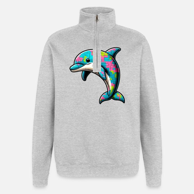 Dauphin - Sweat à zip 1/4 - gris chiné