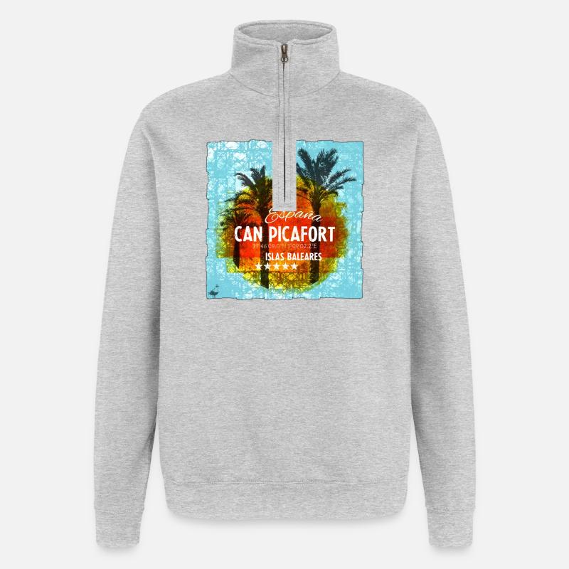 Can Picafort - Sweat à zip 1/4 - gris chiné