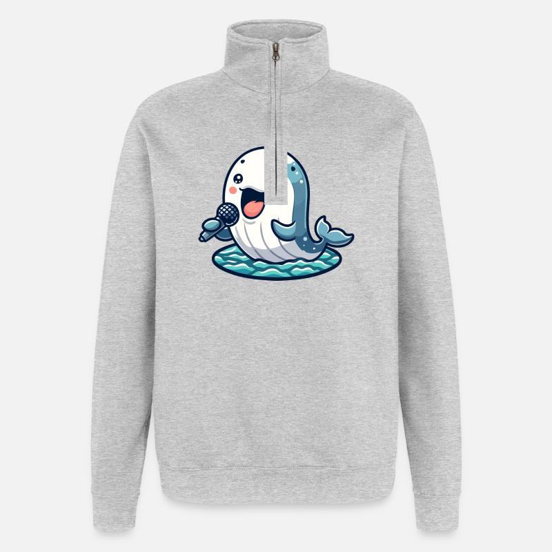 Melody Whale : le crooner aquatique - Sweat à zip 1/4 - gris chiné