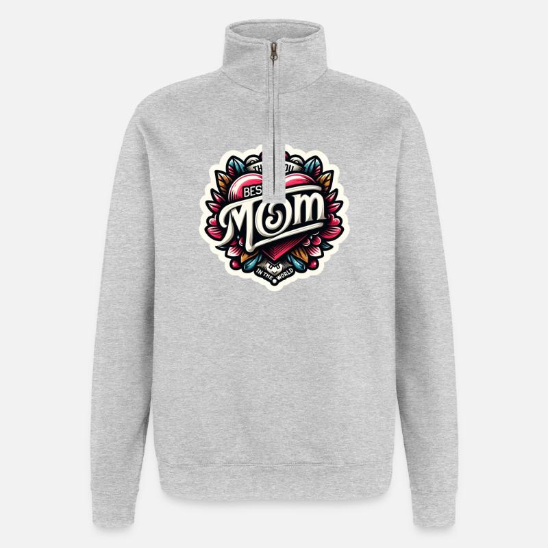 Danke, Mama - Quarter-Zip-Sweatshirt - Grau meliert
