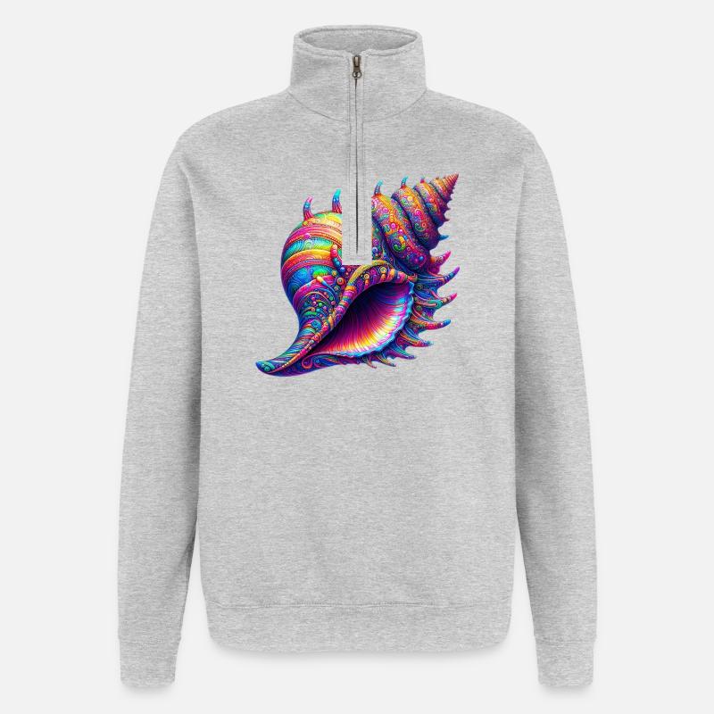 Muschel - Quarter-Zip-Sweatshirt - Grau meliert